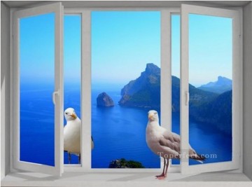  Window Art - pigeon on the window birds